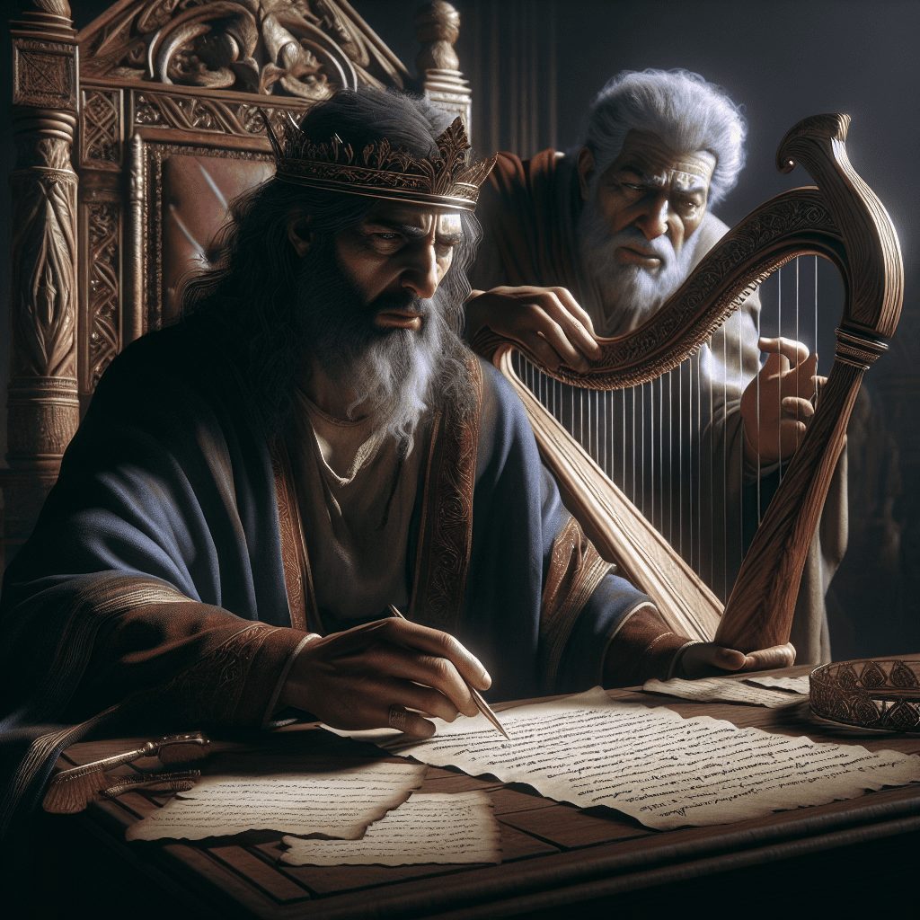 Title: David's Vulnerable Symphony: A King's Quest for Divine Solace