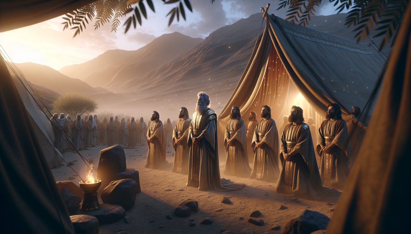 Here’s a concise French title for your Bible story (under 100 characters, no symbols or quotes):  

**La Consécration Sacerdotale d'Aaron et de ses Fils**  

(98 characters)  

Alternative shorter option:  
**Le Sacre d'Aaron comme Grand Prêtre**  

(44 characters)  

Both titles clearly reflect the core theme while respecting your constraints. The first is more comprehensive, the second more succinct.